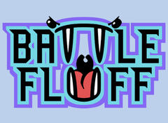 The BattleFluff logo - The word 'BATTLE' over the word 'FLUFF'. A fanged mouth is made out of the 'TT' and 'U'